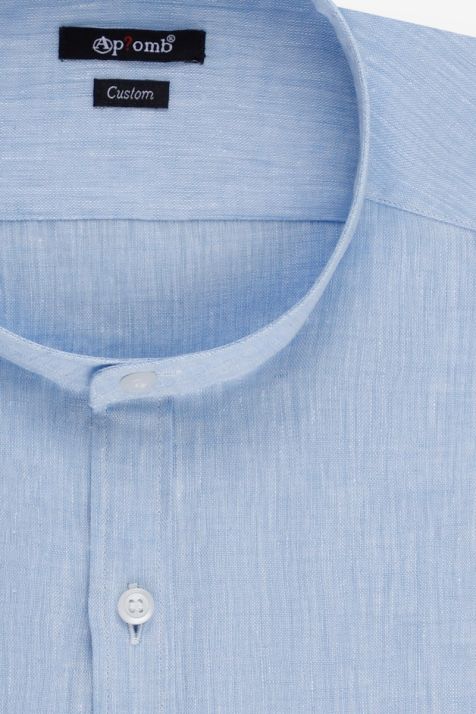 Camicia Uomo Aplomb Regular Tinta unita 100% lino collo Coreano Manica lunga