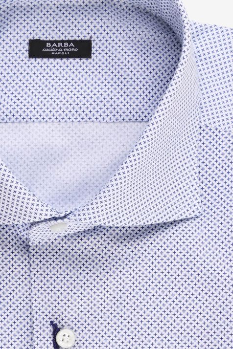 Camicia Uomo Barba Regular Micro disegno 100% cotone collo Francese Manica lunga
