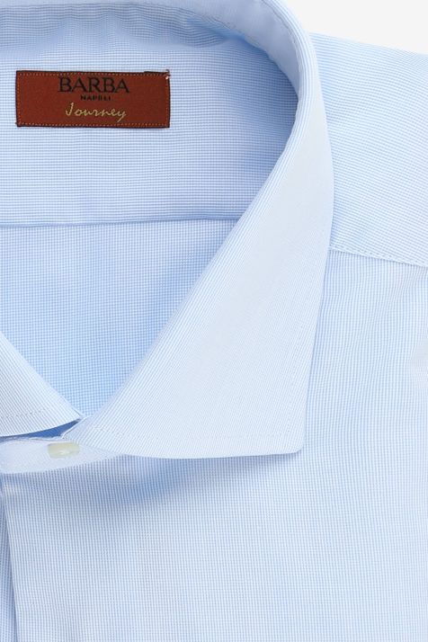Camicia Uomo Barba Regular Micro disegno 100% cotone collo Francese Manica lunga