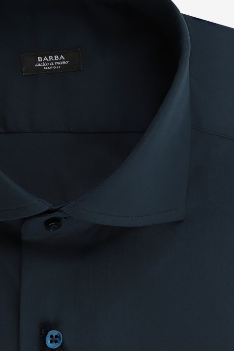 Camicia Uomo Barba Regular Tinta unita 78% cotone 187% pli 4% elastane collo Francese Manica lunga