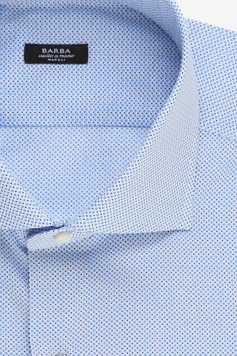 Camicia Uomo Barba Regular Micro disegno 100% cotone collo Francese Manica lunga
