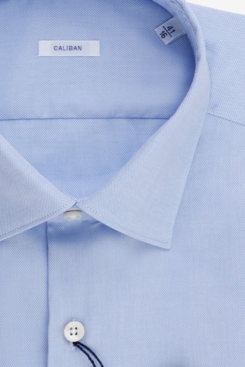 Camicia Uomo Caliban Slim Tinta unita 100% cotone collo Italiano Manica lunga