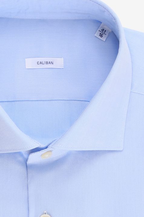 Camicia Uomo Caliban Slim Tinta unita 100% cotone collo Francese Manica lunga