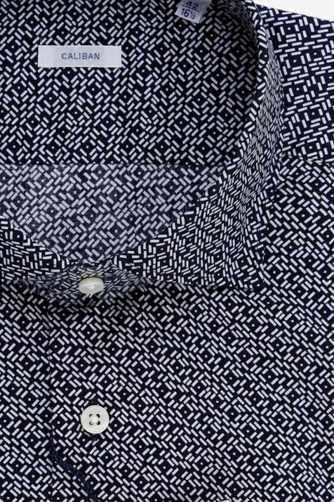 Camicia Uomo Caliban Slim Fantasia 97% cotone 3% elastan collo Francese Manica lunga