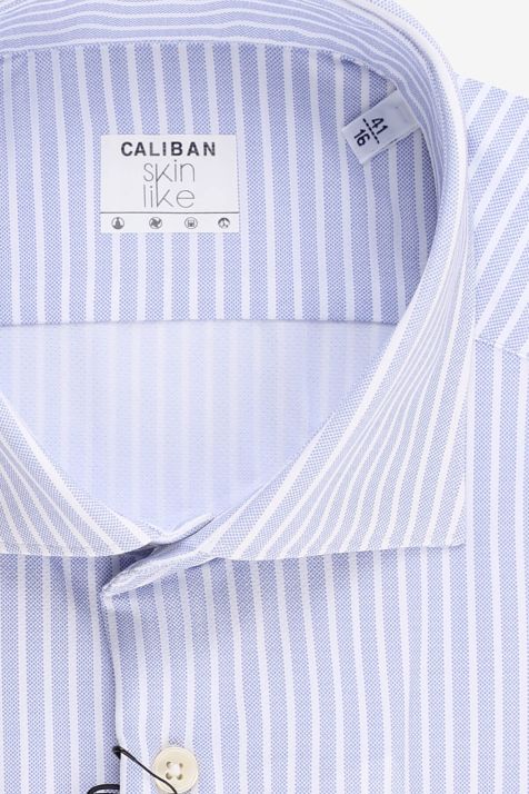 Camicia Uomo Caliban Regular Righe 85% poliammide 15% elastam collo Francese Manica lunga