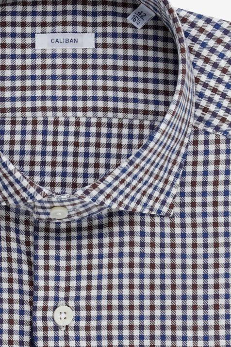 Camicia Uomo Caliban Regular Quadri 100% cotone collo Francese Manica lunga