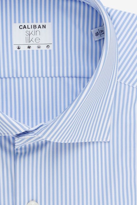 Camicia Uomo Caliban Regular Righe 85% poliammide 15% elastam collo Francese Manica lunga