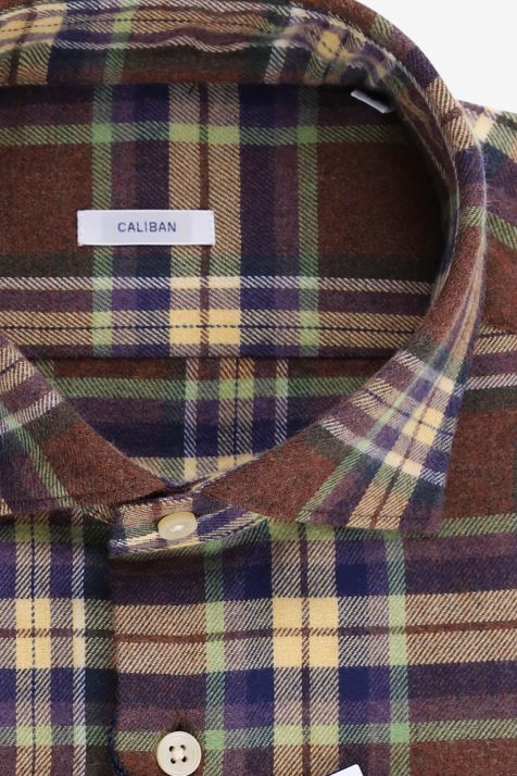Camicia Uomo Caliban Regular Quadri 100% cotone collo Francese Manica lunga