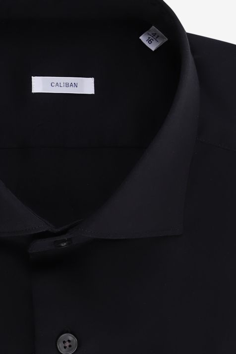 Camicia Uomo Caliban Slim Tinta unita 100% cotone collo Francese Manica lunga