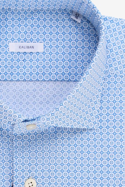 Camicia Uomo Caliban Regular Micro disegno 97% cotone 3% elastan collo Francese Manica lunga