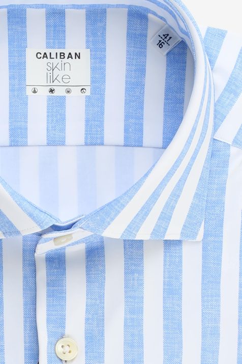 Camicia Uomo Caliban Regular Righe 73% pa 27% ea collo Francese Manica lunga