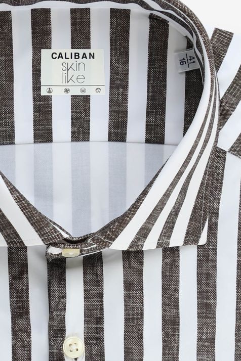 Camicia Uomo Caliban Regular Righe 73% pa 27% ea collo Francese Manica lunga