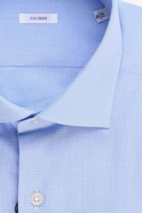Camicia Uomo Caliban Regular Micro disegno 100% cotone collo Francese Manica lunga
