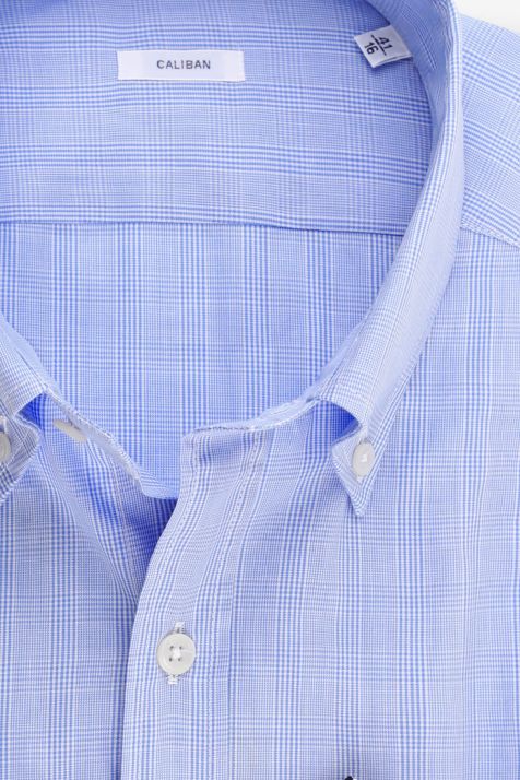 Camicia Uomo Caliban Regular Quadri 100% cotone collo Button down Manica lunga