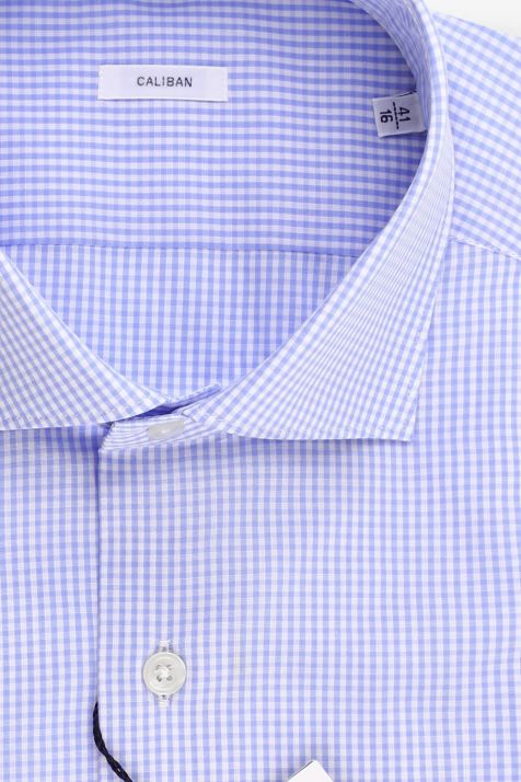 Camicia Uomo Caliban Regular Quadri 100% cotone collo Francese Manica lunga
