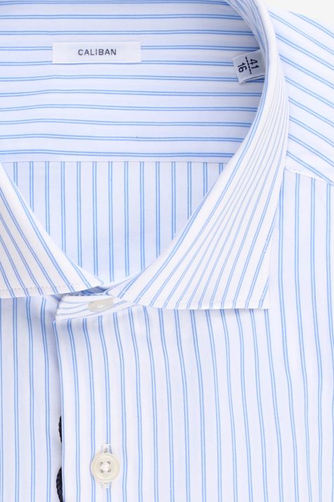 Camicia Uomo Caliban Regular Righe 100% cotone collo Francese Manica lunga