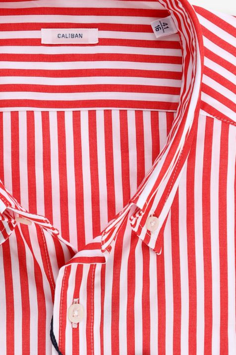 Camicia Uomo Caliban Regular Righe 100% cotone collo Button down Manica lunga
