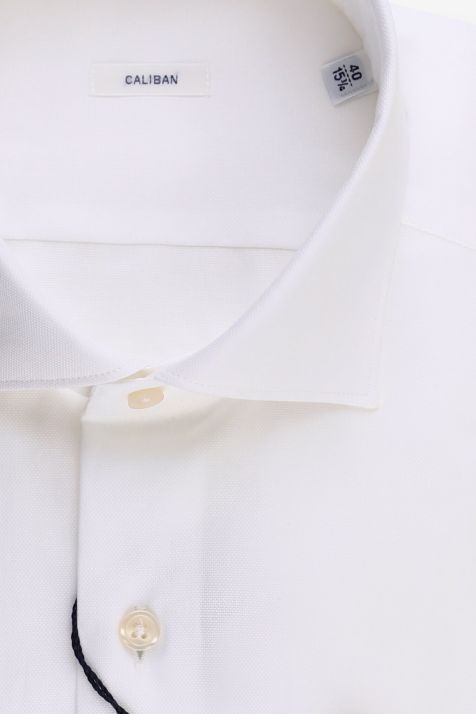 Camicia Uomo Caliban Regular Tinta unita 100% cotone collo Francese Manica lunga