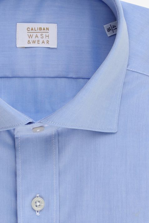 Camicia Uomo Caliban Regular No Stiro Tinta unita 97% cotone 3% Dow XLA collo Francese Manica lunga