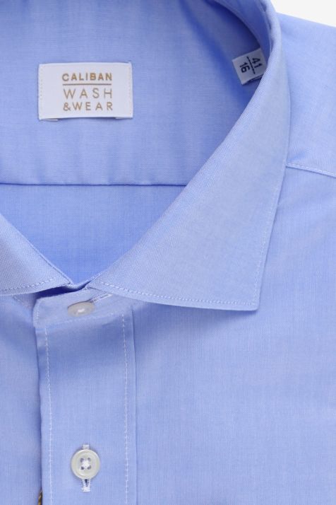 Camicia Uomo Caliban Regular No Stiro Tinta unita 97% cotone 3% Dow XLA collo Francese Manica lunga