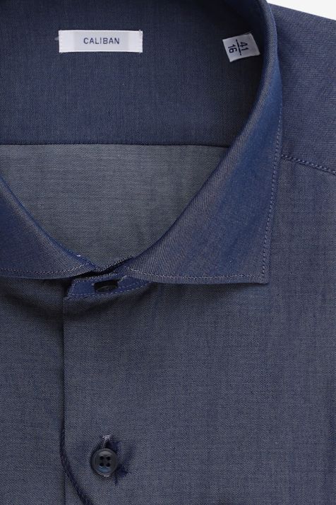 Camicia Uomo Caliban Regular Tinta unita 100% cotone collo Francese Manica lunga