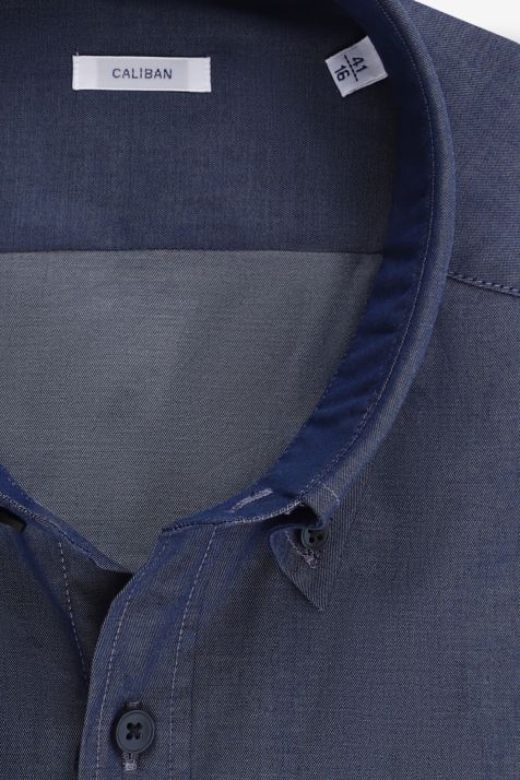 Camicia Uomo Caliban Regular Tinta unita 100% cotone collo Button down Manica lunga