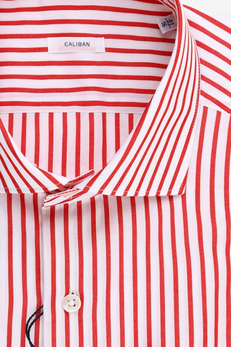 Camicia Uomo Caliban Regular Righe 100% cotone collo Francese Manica lunga
