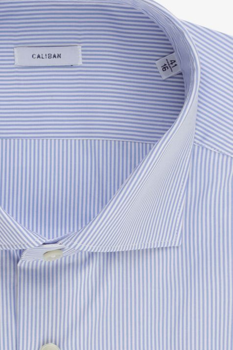 Camicia Uomo Caliban Regular Righe 100% cotone collo Francese Manica lunga