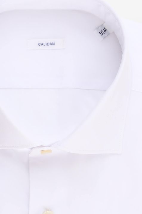 Camicia Uomo Caliban Regular Tinta unita 100% cotone collo Francese Manica lunga