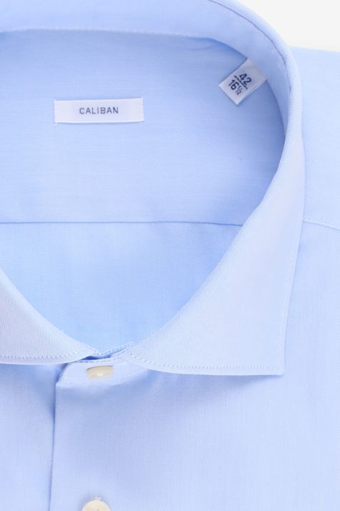 Camicia Uomo Caliban Regular Tinta unita 100% cotone collo Francese Manica lunga