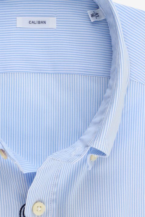 Camicia Uomo Caliban Regular Righe 100% cotone collo Button down Manica lunga