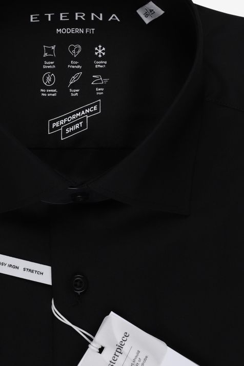 Camicia Uomo Eterna Classic Tinta unita 96% cotone 4% elastan collo Francese Manica lunga