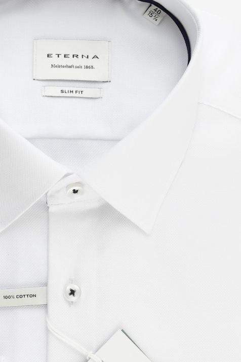 Camicia Uomo Eterna Slim Tinta unita 100% cotone collo Italiano Manica lunga