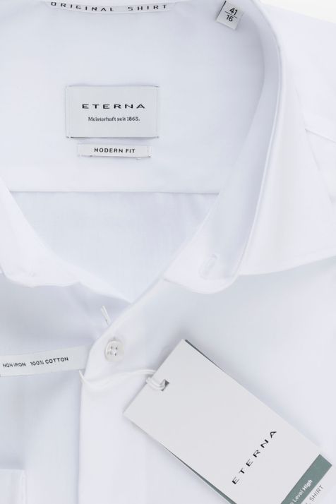 Camicia Uomo Eterna Classic No Stiro Tinta unita 100% cotone collo Francese Manica lunga