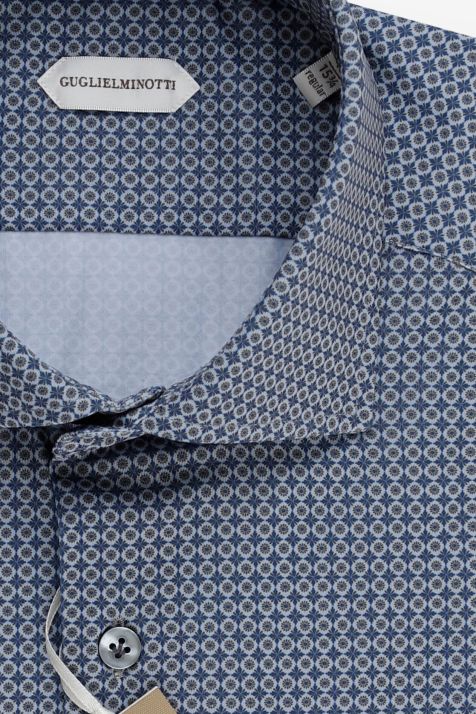Camicia Uomo Guglielminotti Regular Micro disegno 85% poliammide 15% elastam collo Francese Manica lunga