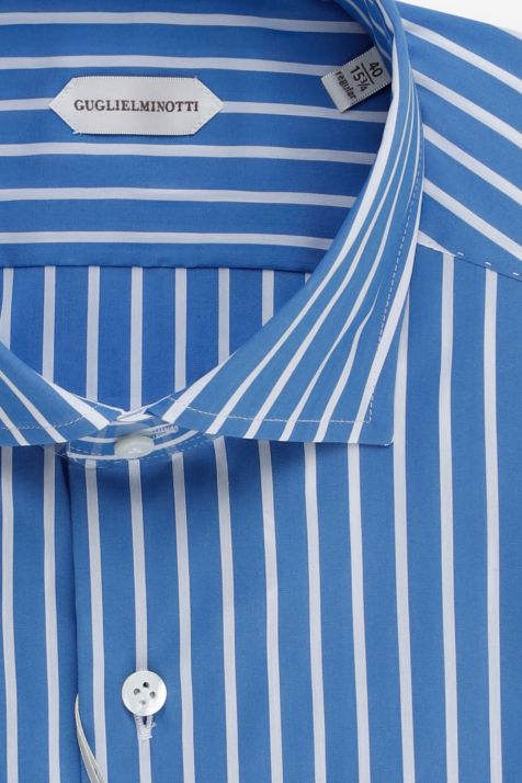 Camicia Uomo Guglielminotti Regular Righe 72% cotone 27% pa 1% ea collo Francese Manica lunga