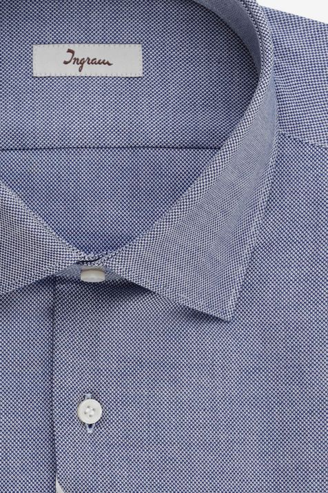 Camicia Uomo Ingram Slim Micro disegno 100% cotone collo Francese Manica lunga