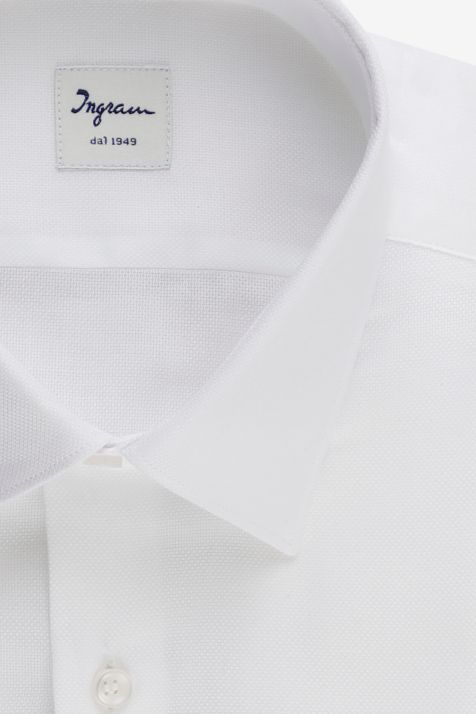 Camicia Uomo Ingram Slim Tinta unita 100% cotone collo Italiano Manica lunga