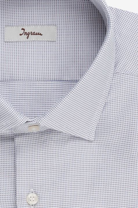 Camicia Uomo Ingram Regular Micro disegno 100% cotone collo Francese Manica lunga
