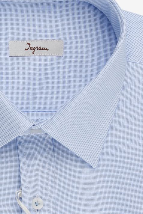 Camicia Uomo Ingram Classic Micro disegno 100% cotone collo Italiano Manica lunga