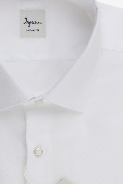 Camicia Uomo Ingram Slim No Stiro Tinta unita 100% cotone collo Francese Manica lunga