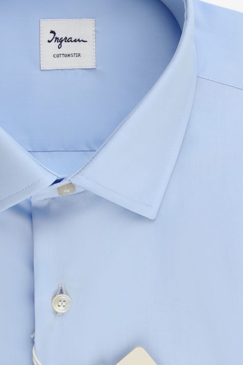 Camicia Uomo Ingram Classic No Stiro Tinta unita 100% cotone collo Francese Manica lunga