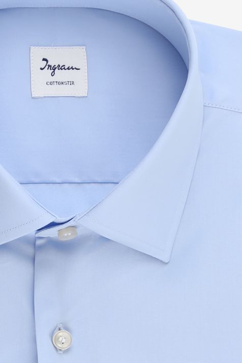 Camicia Uomo Ingram Classic No Stiro Tinta unita 100% cotone collo Francese Manica lunga
