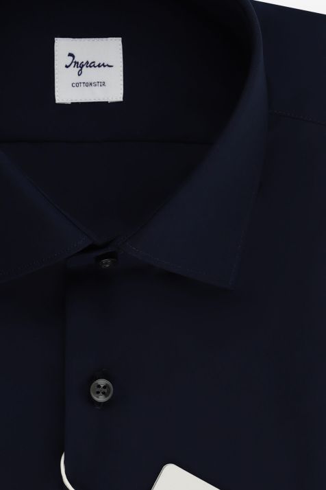 Camicia Uomo Ingram Slim No Stiro Tinta unita 100% cotone collo Francese Manica lunga