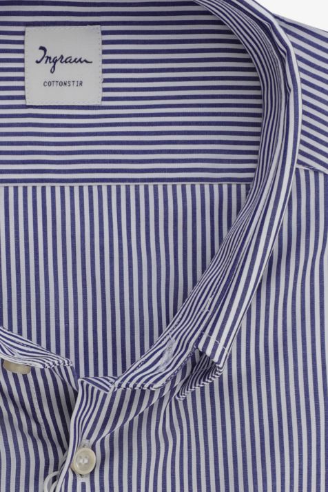 Camicia Uomo Ingram Regular No Stiro Righe 100% cotone collo Button down Manica lunga