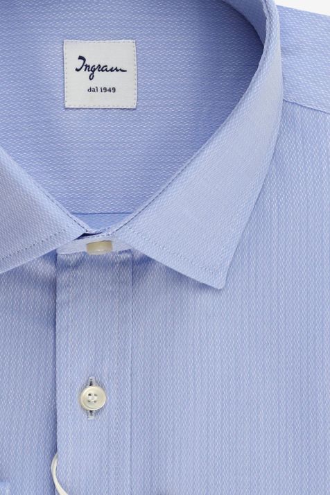 Camicia Uomo Ingram Classic Micro disegno 100% cotone collo Francese Manica lunga