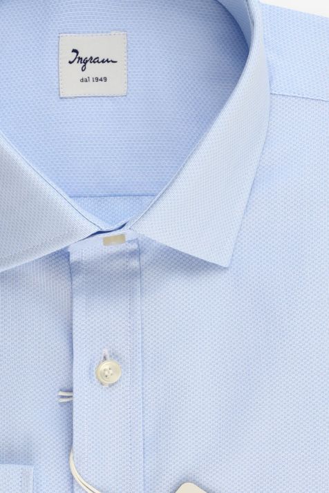 Camicia Uomo Ingram Classic Micro disegno 100% cotone collo Francese Manica lunga