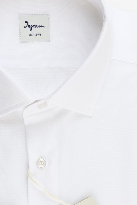 Camicia Uomo Ingram Regular Micro disegno 100% cotone collo Francese Manica lunga