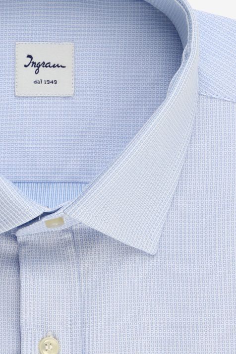 Camicia Uomo Ingram Classic Micro disegno 100% cotone collo Francese Manica lunga