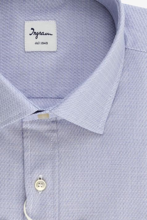 Camicia Uomo Ingram Classic Micro disegno 100% cotone collo Francese Manica lunga